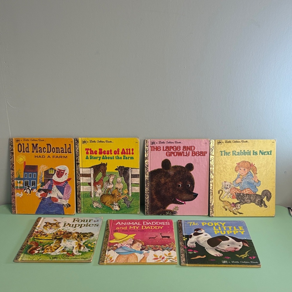 Vintage 1970s little Golden Books Lot of 7 Books, Kids Classic Stories